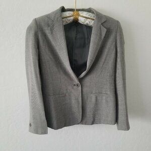 Episode Womens Size 2 Single Breasted Houndstooth Wool Blazer Gray Single Vented